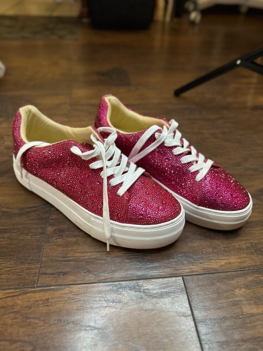 BLUE by Betsey Johnson Fuschia/Pink Rhinestone Chunky Platform Sneaker